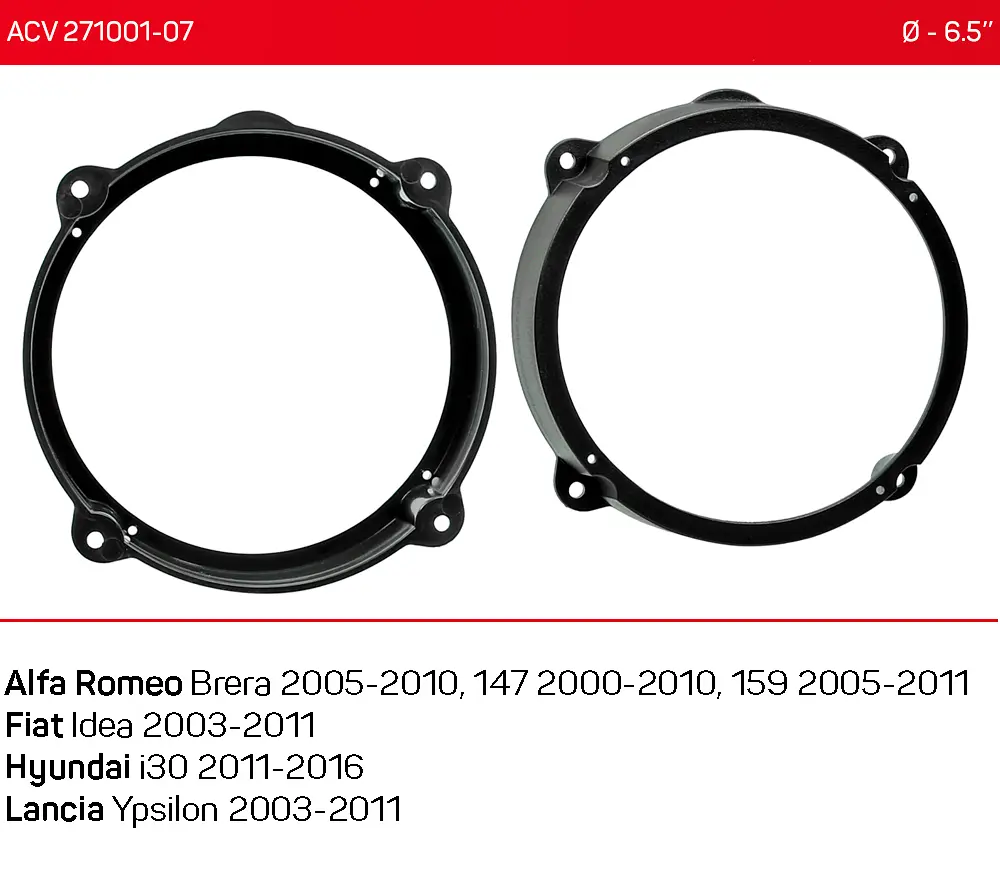 Проставки під динаміки 165 мм / 6.5" ACV 271001-07 для автомобілів Alfa Romeo, Fiat, Hyundai, Lancia - фото 5