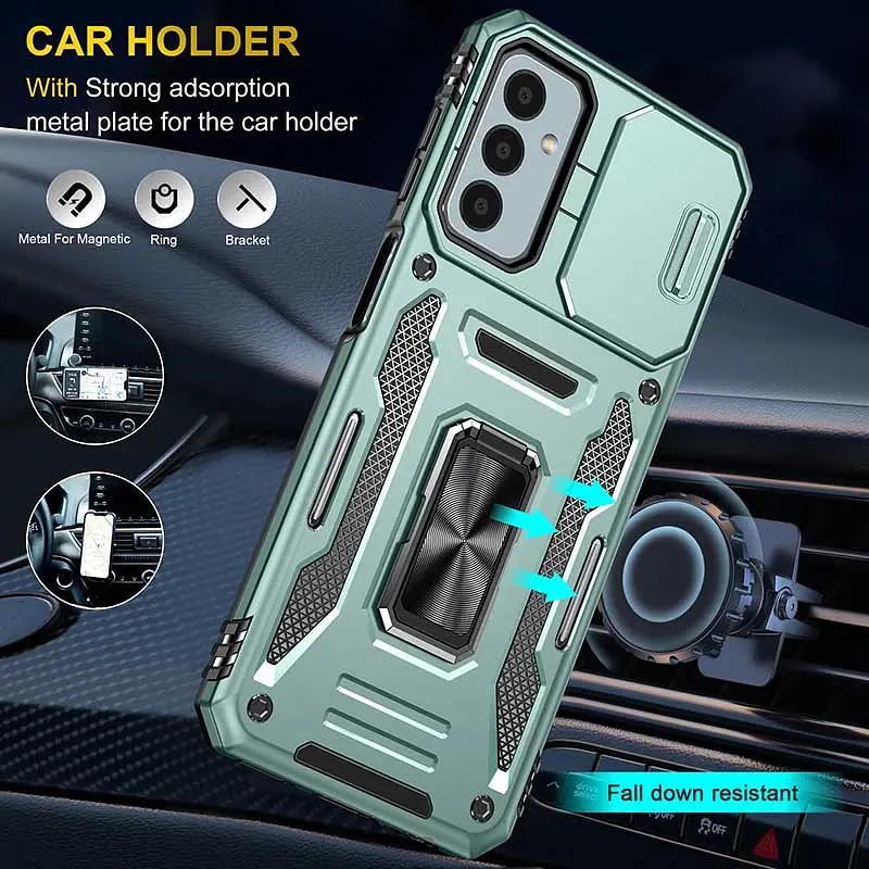 Ударостійкий чохол Epik Camshield Army Ring для Samsung Galaxy A05s Зелений / Light Green - фото 4