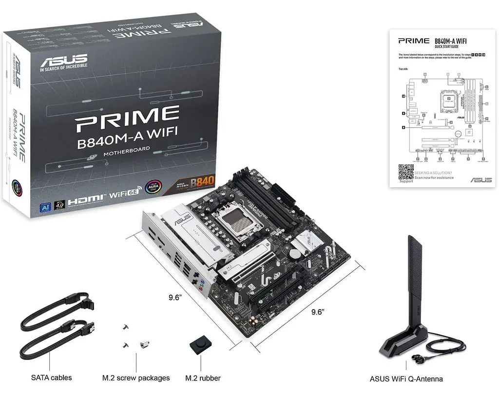 Материнська плата ASUS PRIME B840M-A WIFI (PRIME B840M-A WIFI) (Socket AM5, AMD B840, Micro-ATX) - фото 7