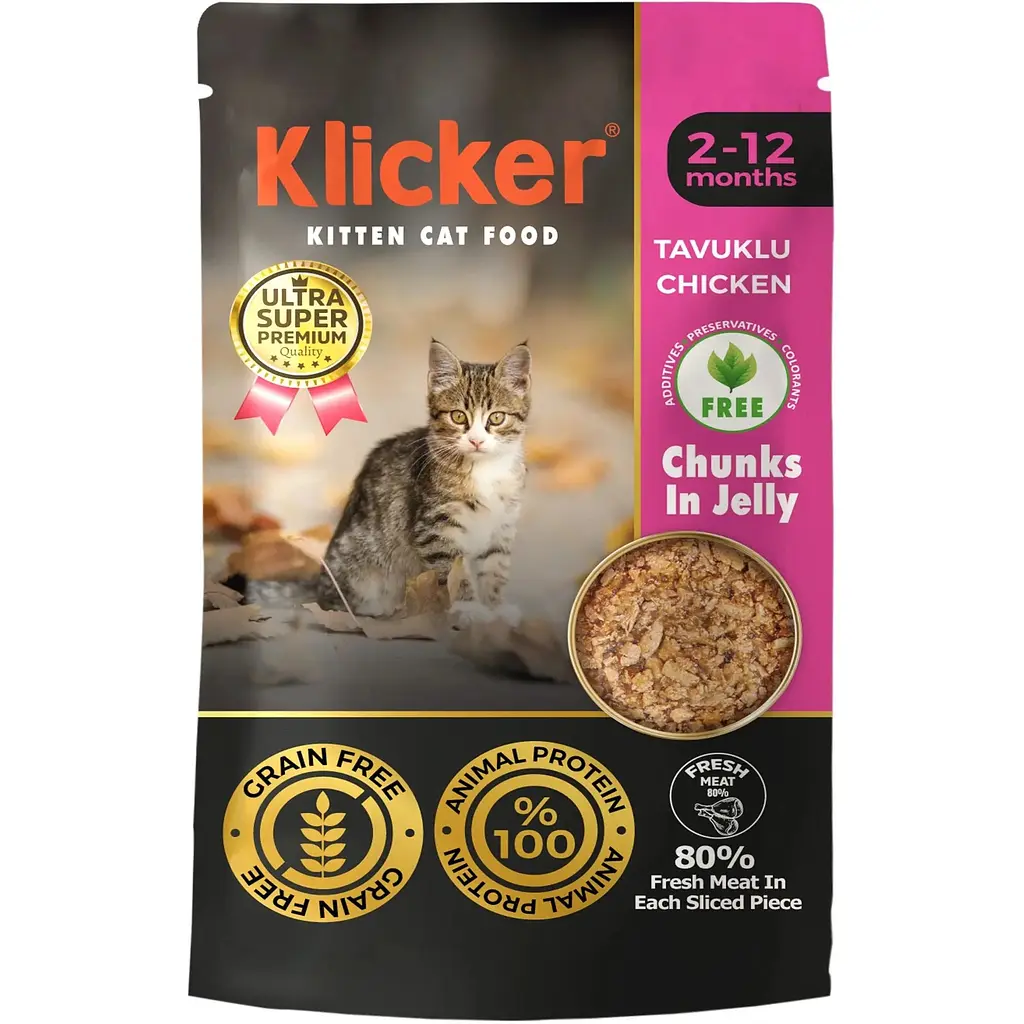 Вологий корм для кошенят Klicker шматочки курки в желе 85 г