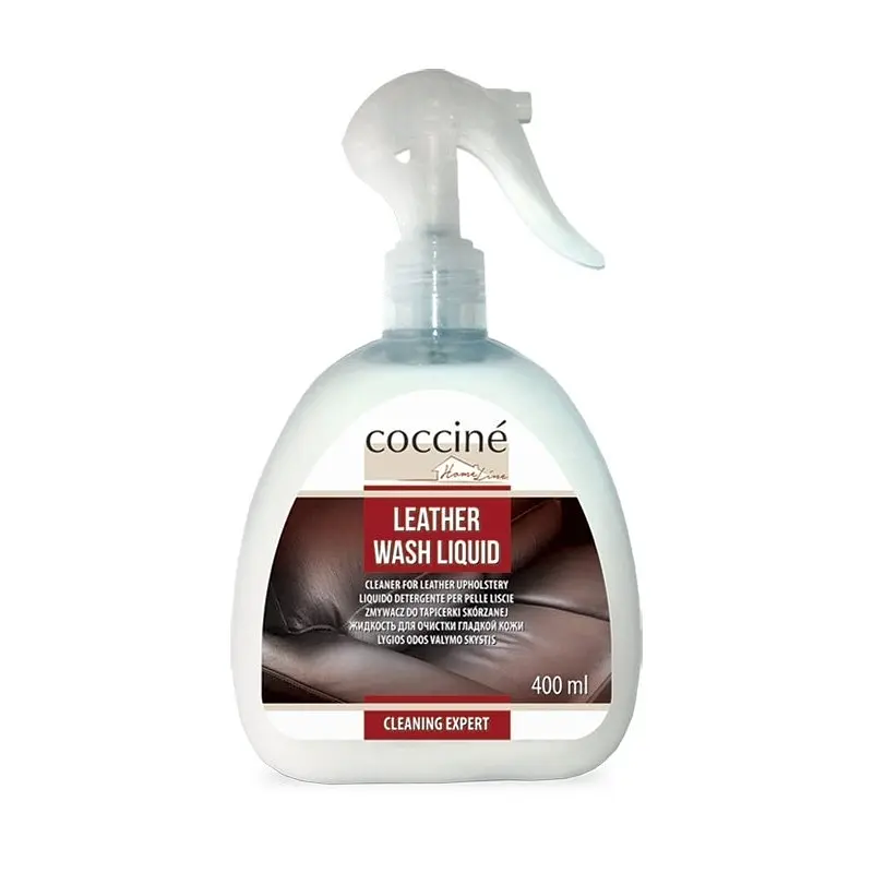 Рідина для очищення гладкої шкіри Coccine Leather Wash Liquid, 400 мл — ефективне очищення меблів та аксесуарів із натуральної шкіри