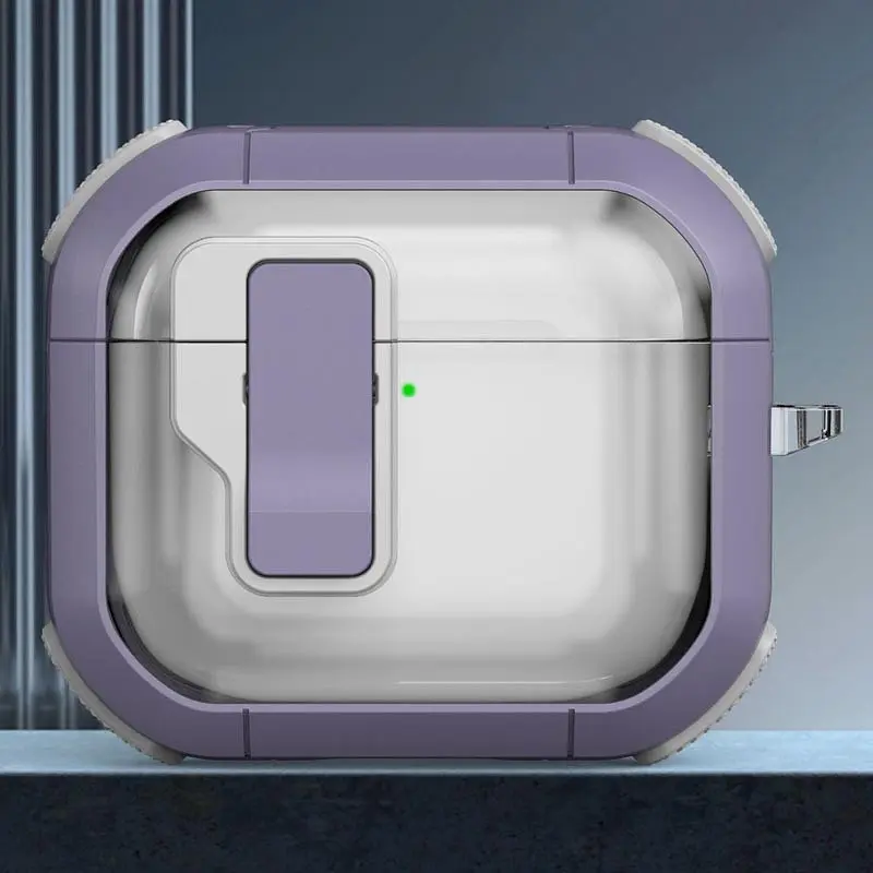 Футляр протиударний Locking Button для навушників Airpods 3 Light Purple - фото 2