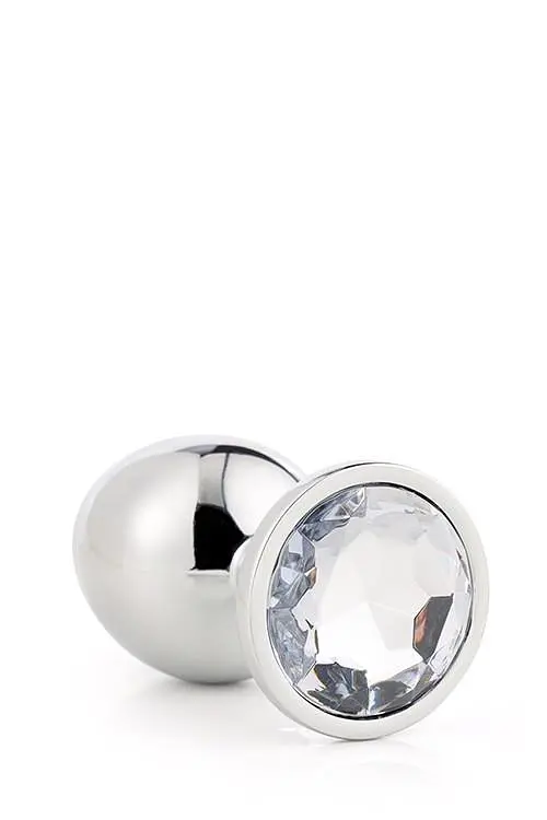 Анальна пробка з кристалом Dream Toys Gleaming Love Silver Plug Small, 7 см (прозорий) - фото 5
