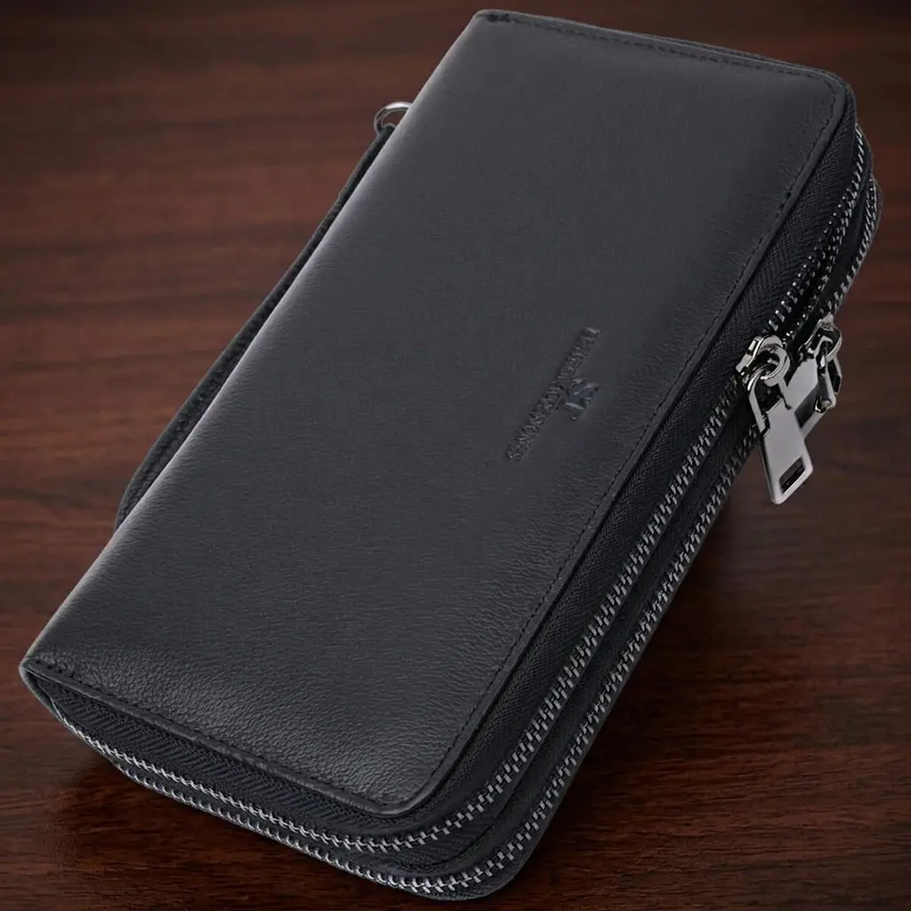 Стильний чоловічий клатч на два відділення із натуральної шкіри ST Leather 22700 чорний - фото 11