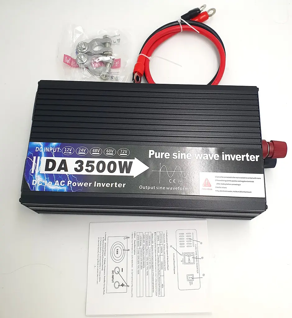 Автоінвертор 12 V-220 V перетворювач напруги з чистою синусоїдою для котла, насоса та холодильника 3500 W Eryuan 12 V-220 V 3500 Вт - фото 3