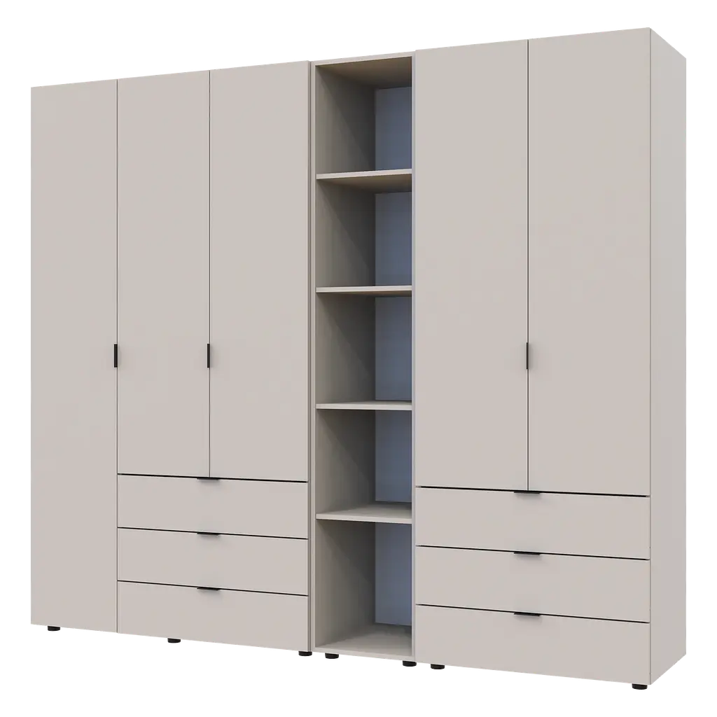 Шафа для одягу Doros Гелар з Етажеркою Кашемір 2+3 ДСП 231.9х49.5х203.4 (80737650) - фото 3