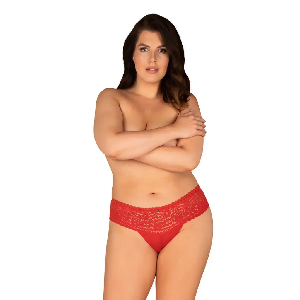 Трусики Obsessive Blossmina, 4XL/5XL (червоний) - фото 9