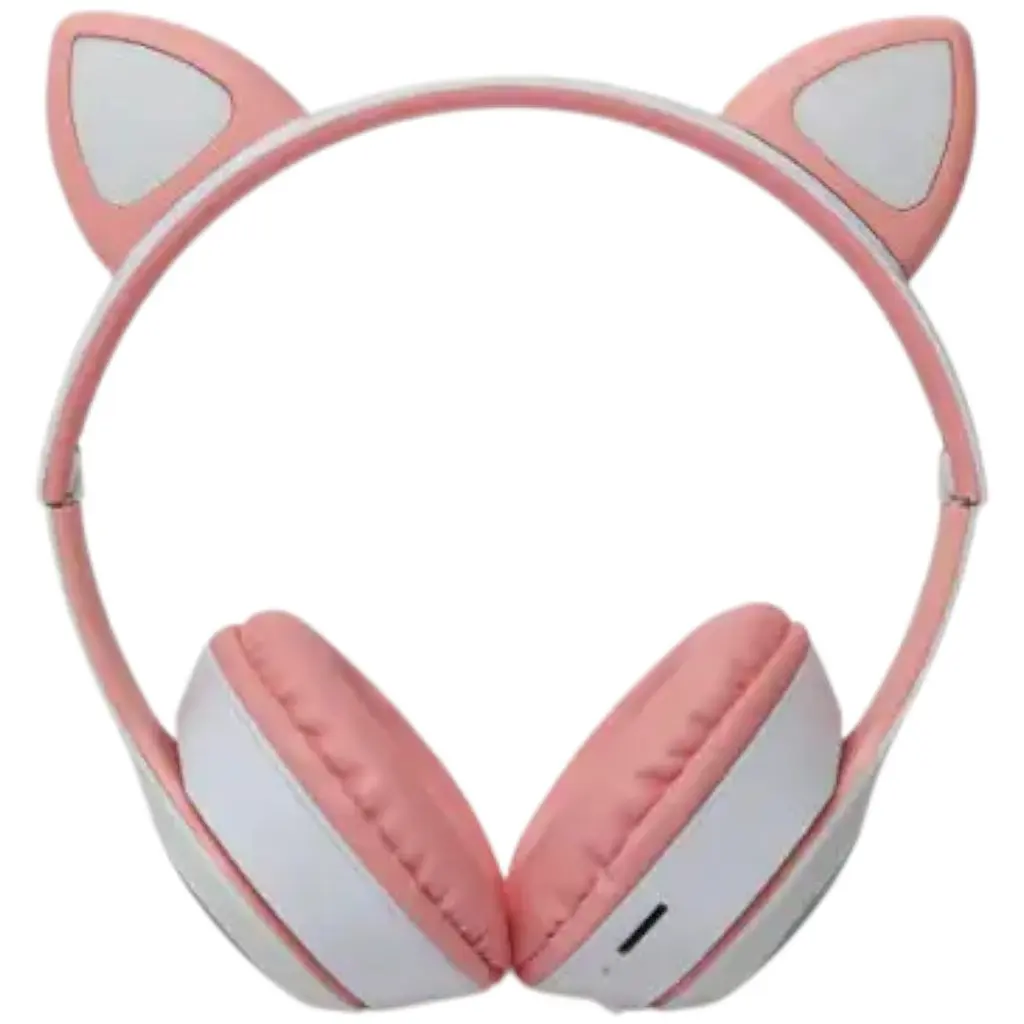 Детские наушники Cat MZ-023 Bluetooth RGB подсветка FM microSD с кошачьими ушками бело-розовый - фото 3