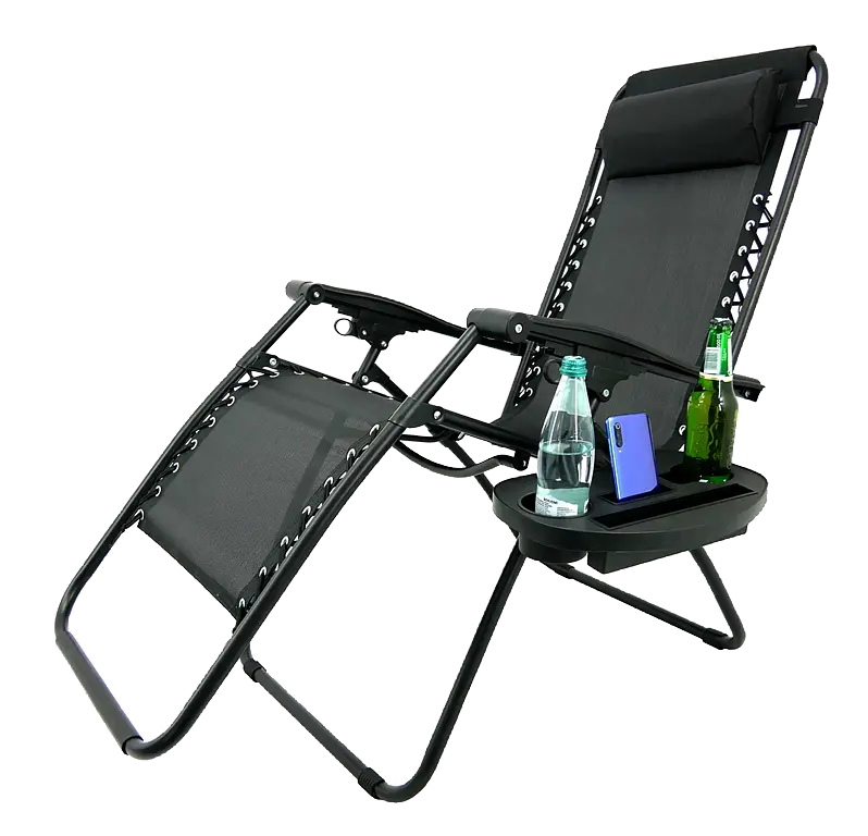Шезлонг GardenLine Relax Black до 130 кг.! - фото 4