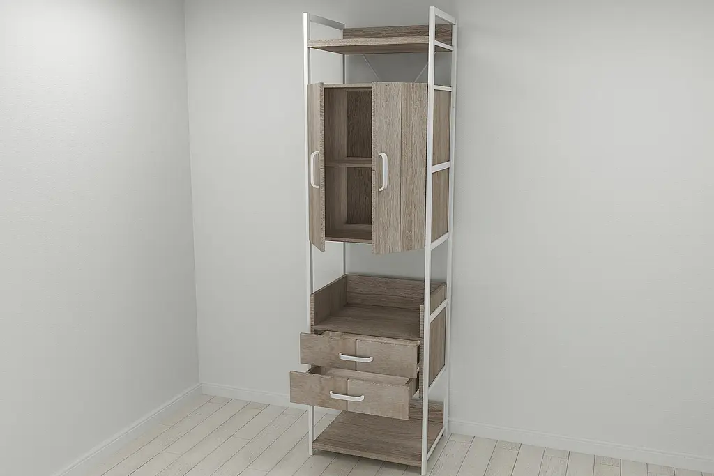 Шафа Гардероб Уні секція 5 серії Конект Ferrum-decor 220x60x50см Білий метал ДСП Дуб Сонома Трюфель 32 мм (FRD-104522) - фото 9