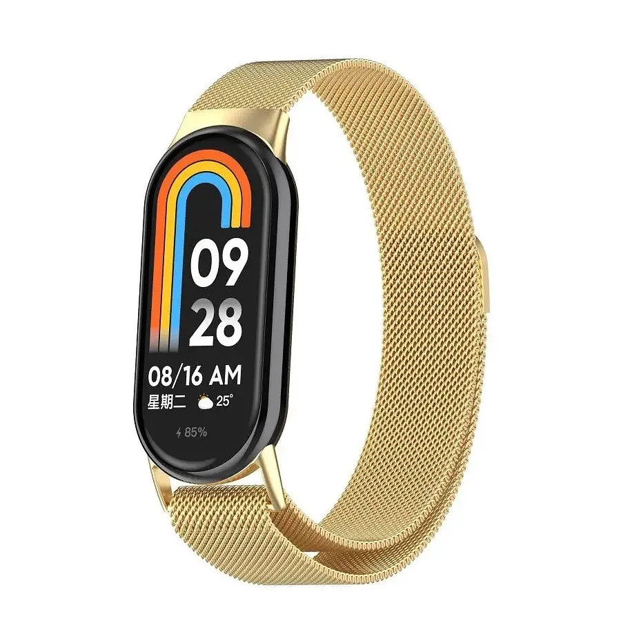 Ремешок для фитнес-браслета Boorui для Xiaomi Mi Band 8 и 9 миланская золотая петля - фото 4