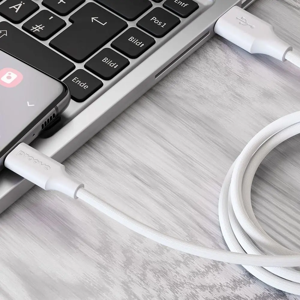 Кабель Proove Striped Silicone USB to Type-C (1m) white - фото 2