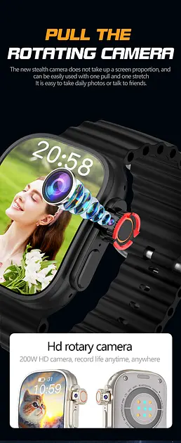 Розумний смарт-годинник телефон LEMFO B33 з камерою чорний (18752) - фото 4