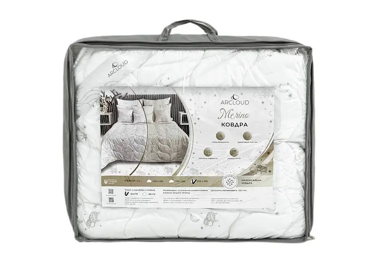 Ковдра зимова ArCloud Merino White щільність 350 двоспальна 170х205 - фото 5