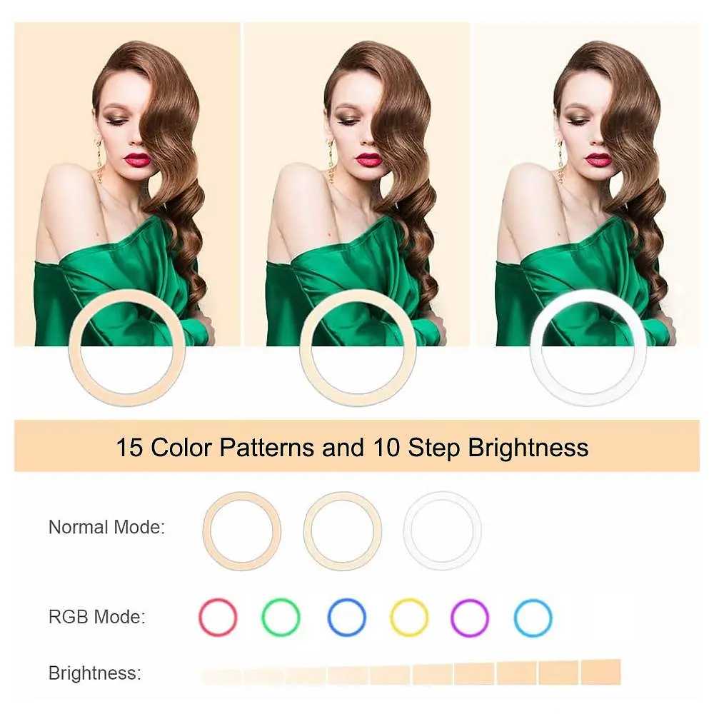Селфи-лампа LED кольцевая Voltronic MJ-20 RGB 20 см - фото 7