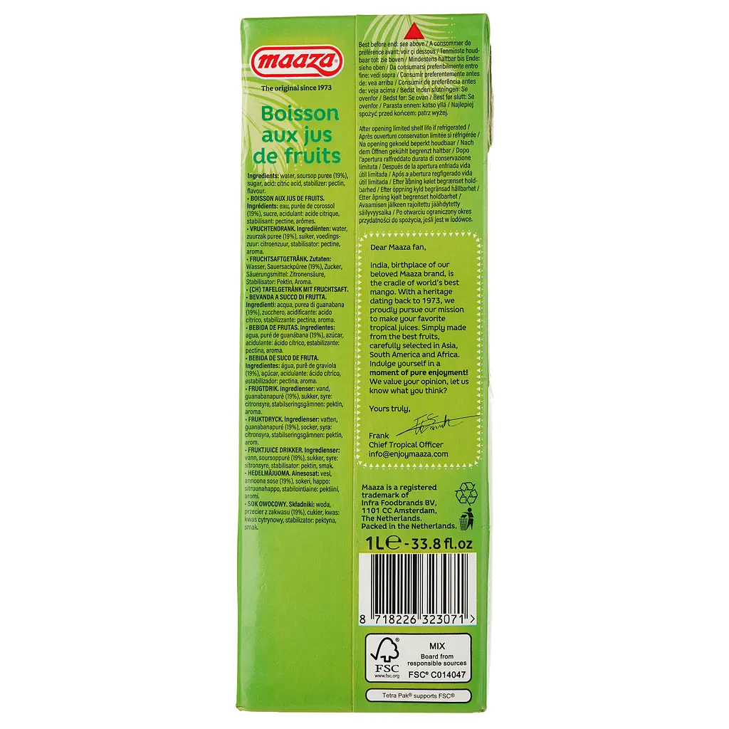 Напиток соковый Maaza Саусеп негазированный 1 л (889235) - фото 3