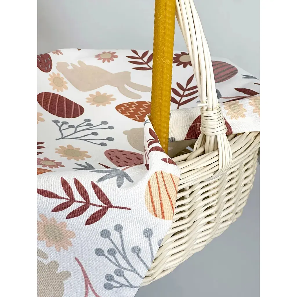 Комплект Пасхальная корзинаБуковина (большая) с водоотталкивающим полотенцем 70х40 см Пасхальные зайчики и свечой - фото 2