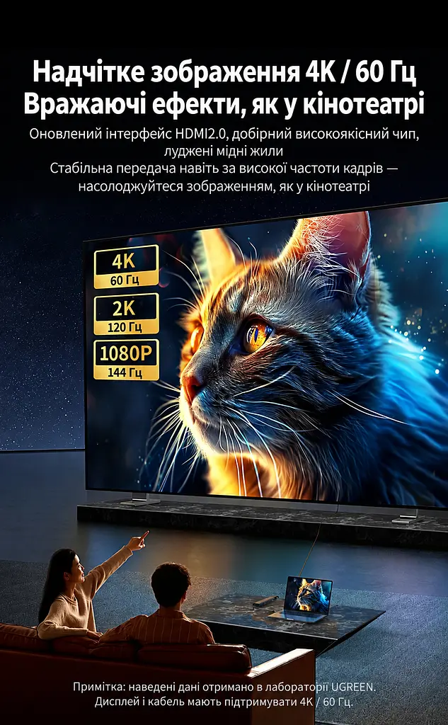 Док-станція USB-C UGREEN CM498 хаб 2 USB-A та 2 USB-C для даних до 5 Гбіт/с HDMI до 4K 60 Гц з режимами 2K 120 Гц та 1080p 144 Гц для HDMI потрібен відеовихід USB-C пристрою RJ45 Ethernet до 1000 Мбіт/с кардридер SD/microSD вхід живлення USB-C PD 3.0 до 100 Вт із заряджанням ноутбука до 85 Вт одночасне читання двох карт для Windows/macOS/Linux вбудований кабель 0,2 м темно-сірий (15375) - фото 6