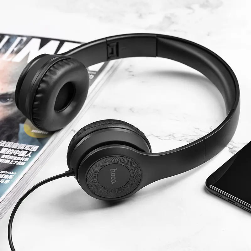 Навушники Hoco W21 Graceful charm wire control headphones чорні - фото 3