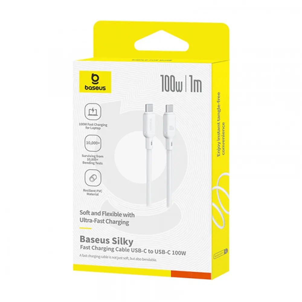 Кабель Baseus Silky Series Fast Charging Cable Type-C to Type-C 100W 1 м Білий - фото 2