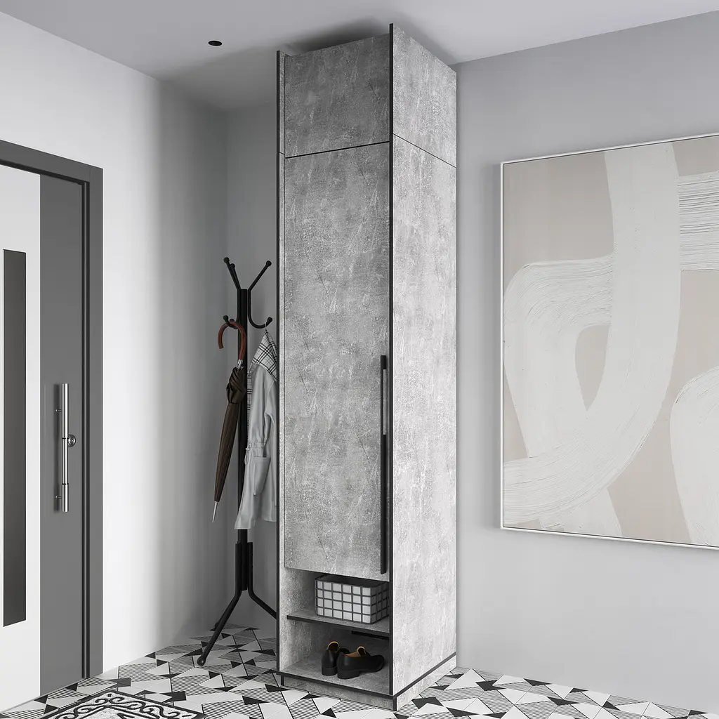 Пенал для будинку Flamecame з полицями у передпокій FR-02 Бетон - фото 3