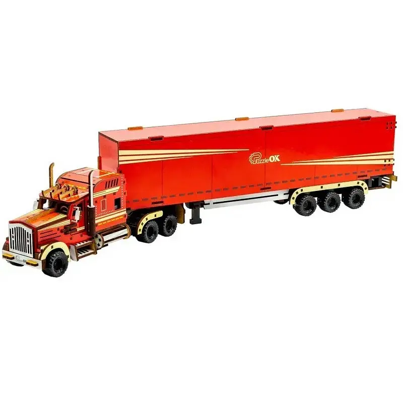 Дитячий дерев'яний 3D конструктор Фура з причепом PuzzleOk Puz-00952 206 деталей - фото 2