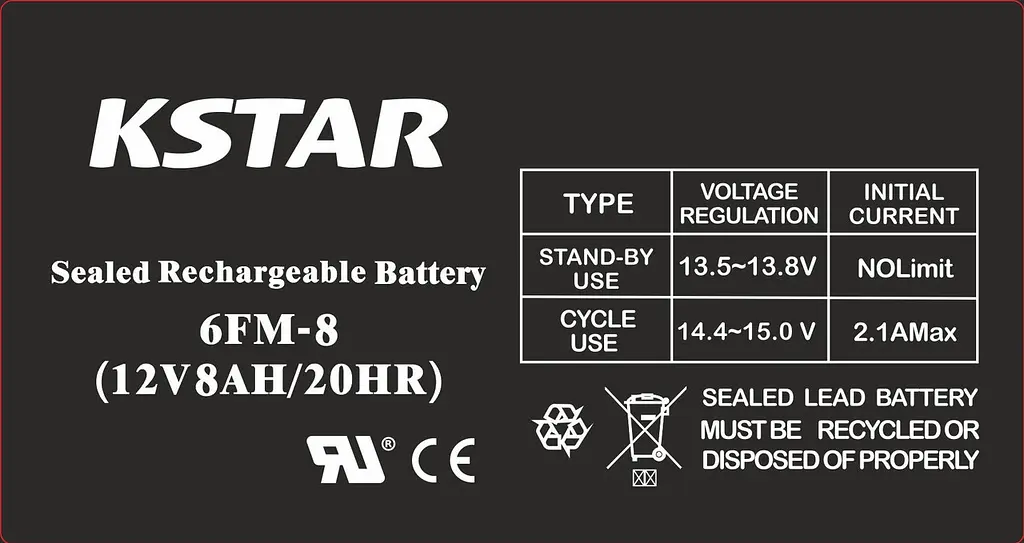 Акумуляторна батарея KSTAR 12V 8.0AH (6-FM-8) AGM - фото 2