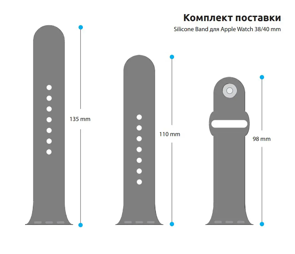 Силіконовий ремінець на смарт-годинник для Apple Watch 38,40,41,42 mm, Sport Band (3 Straps), grey, зі зручною застібкою, для годинника епл вотч, спортивний, ArmorStandart (ARM51941) - фото 3