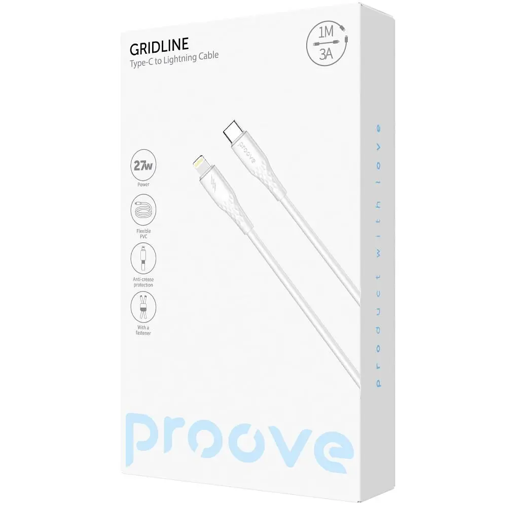 Кабель Proove GridLine Type-C to Lightning 27W (1m) white (CCGL27002102) - фото 2