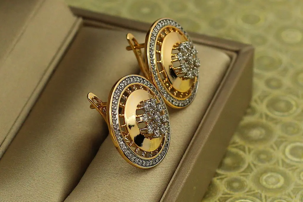 Сережки Xuping Jewelry Чикаго з родієм 2,1 см золотисті - фото 2