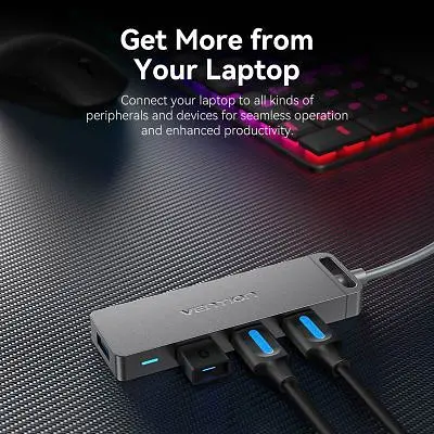 Концентратор Vention USB 3.0 to 4xUSB 3.0 Hub With Power Supply 0.15m black (CHLBB) - фото 9