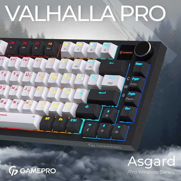Клавіатура бездротова GamePro Asgard Valhalla Pro 75% Wireless/Bluetooth/USB White with display (MK160W-D-Pro) - фото 10