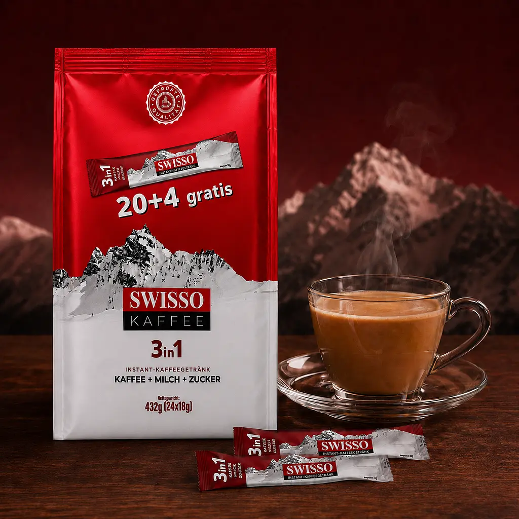 Кава розчинна Swisso Kaffee 3в1 кава молоко цукор у стіках 20+4 х 18 г - фото 6