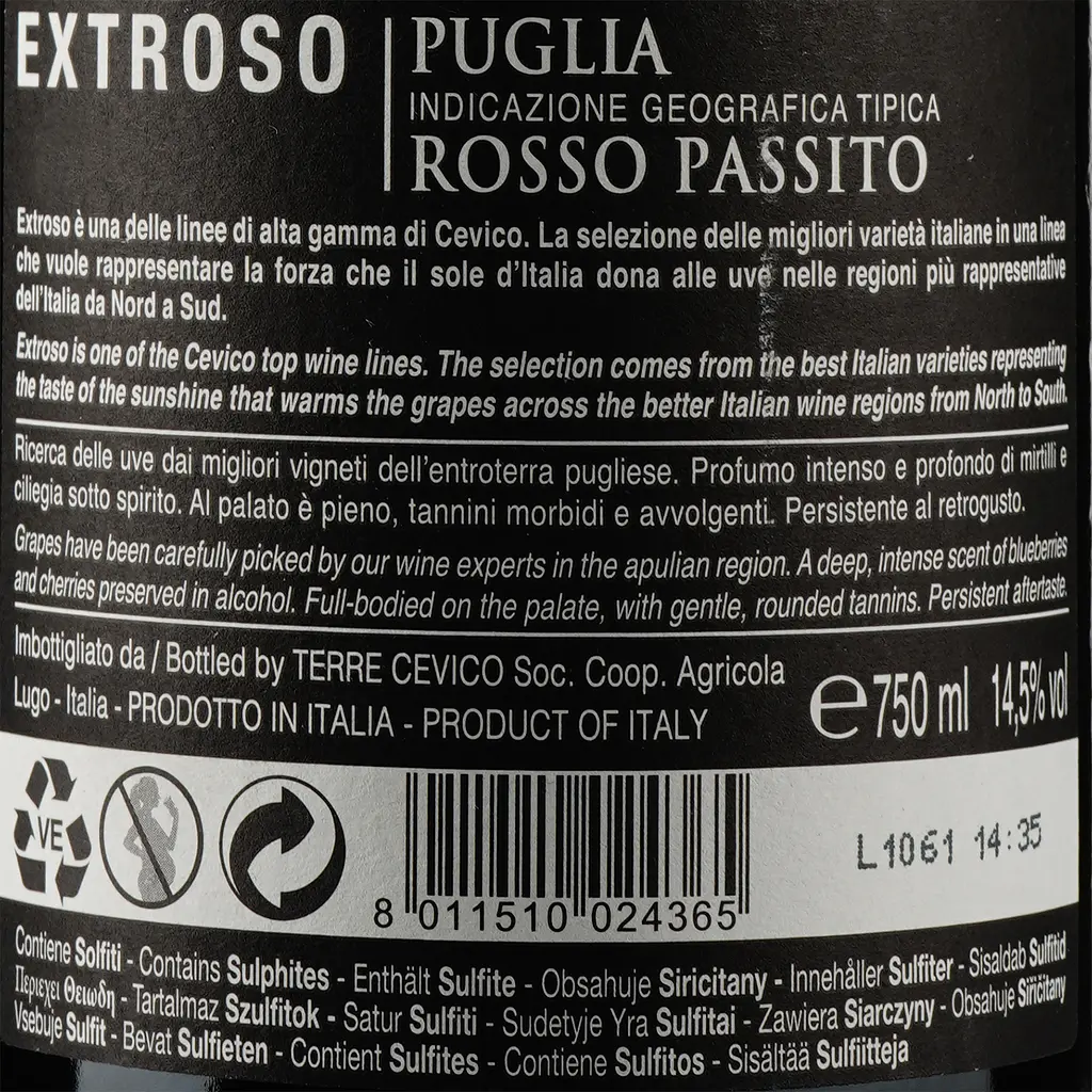 Вино Extroso Puglia IGP Rosso Appassimento, червоне, сухе, 14,5%, 0,75 л - фото 4