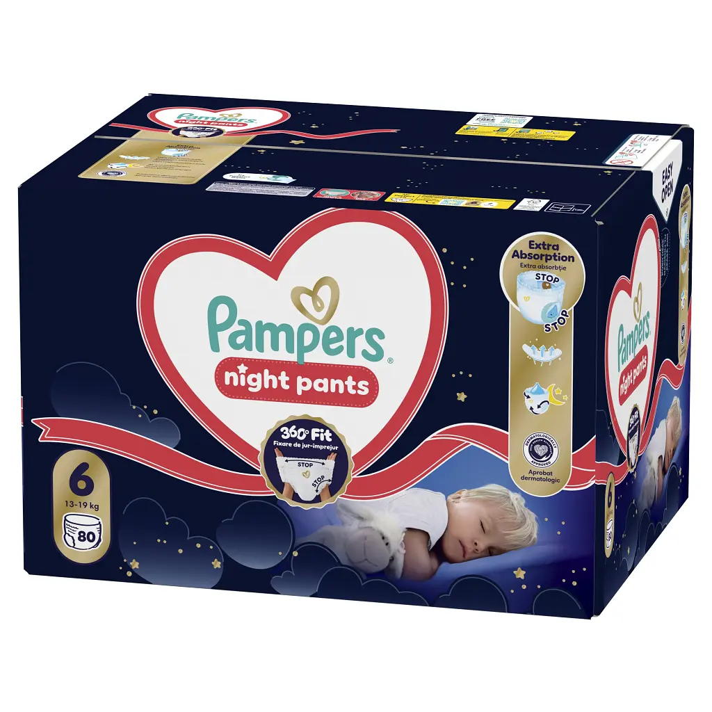 Підгузки Pampers Night Pants Розмір 6 (13-19 кг) 80 шт (8006530320511) - фото 2