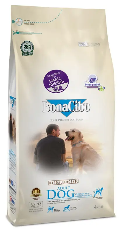 Сухий корм BonaCibo Adult Dog Small Breed Chicken&Rice with Anchovy з м'ясом курки, анчоусами та рисом для дорослих собак малих порід 4 кг