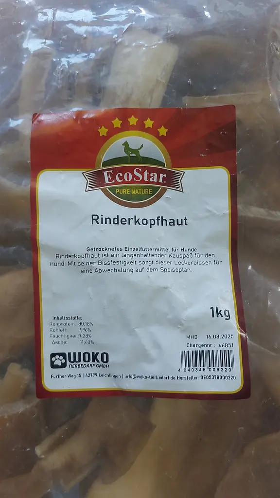 Ласощі для собак EcoStar Rinderkopfhaut Яловича шкіра, 1 кг - фото 2
