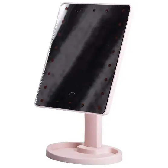 Косметичне дзеркало з LED-підсвіткою 22 світлодіоди, рожевий Yiwu HP-10-4AP - фото 2