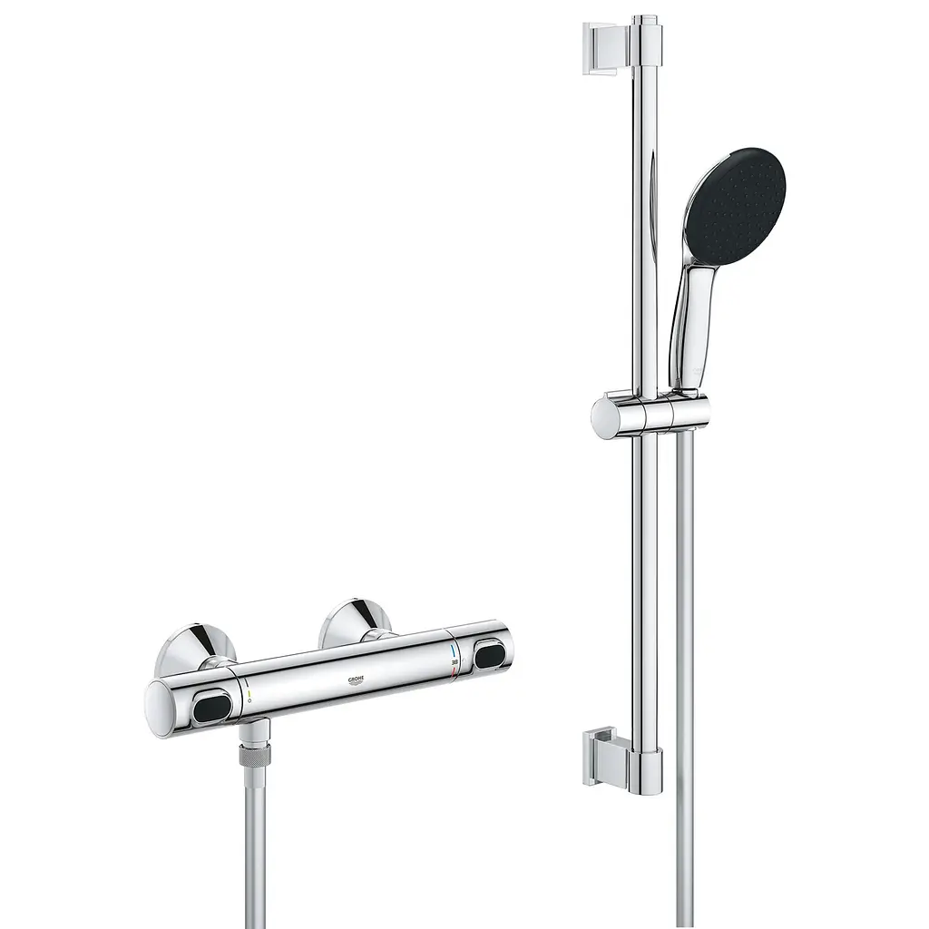 Набір змішувачів Grohe Quickfix термостат для душу з душовим гарнітуром Precision Flow THM та змішувач для раковини StartEdge S-Size UA202503TE, Хром - фото 3