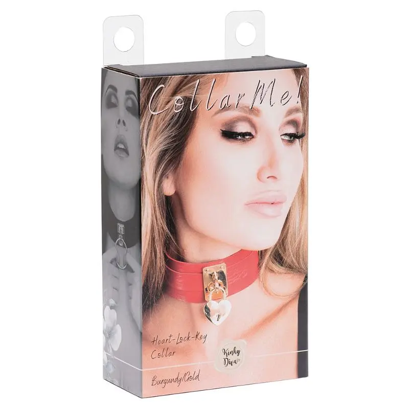 BDSM ошейник Kinky Diva Collar Me! Heart-Lock-Key Collar красный - фото 5