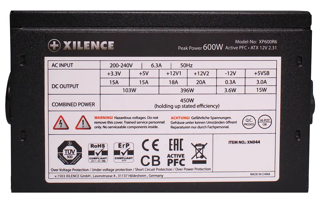 БЖ 600W Xilence XP600R6 Performance C, 120mm, ~85%, Retail Box - фото 8