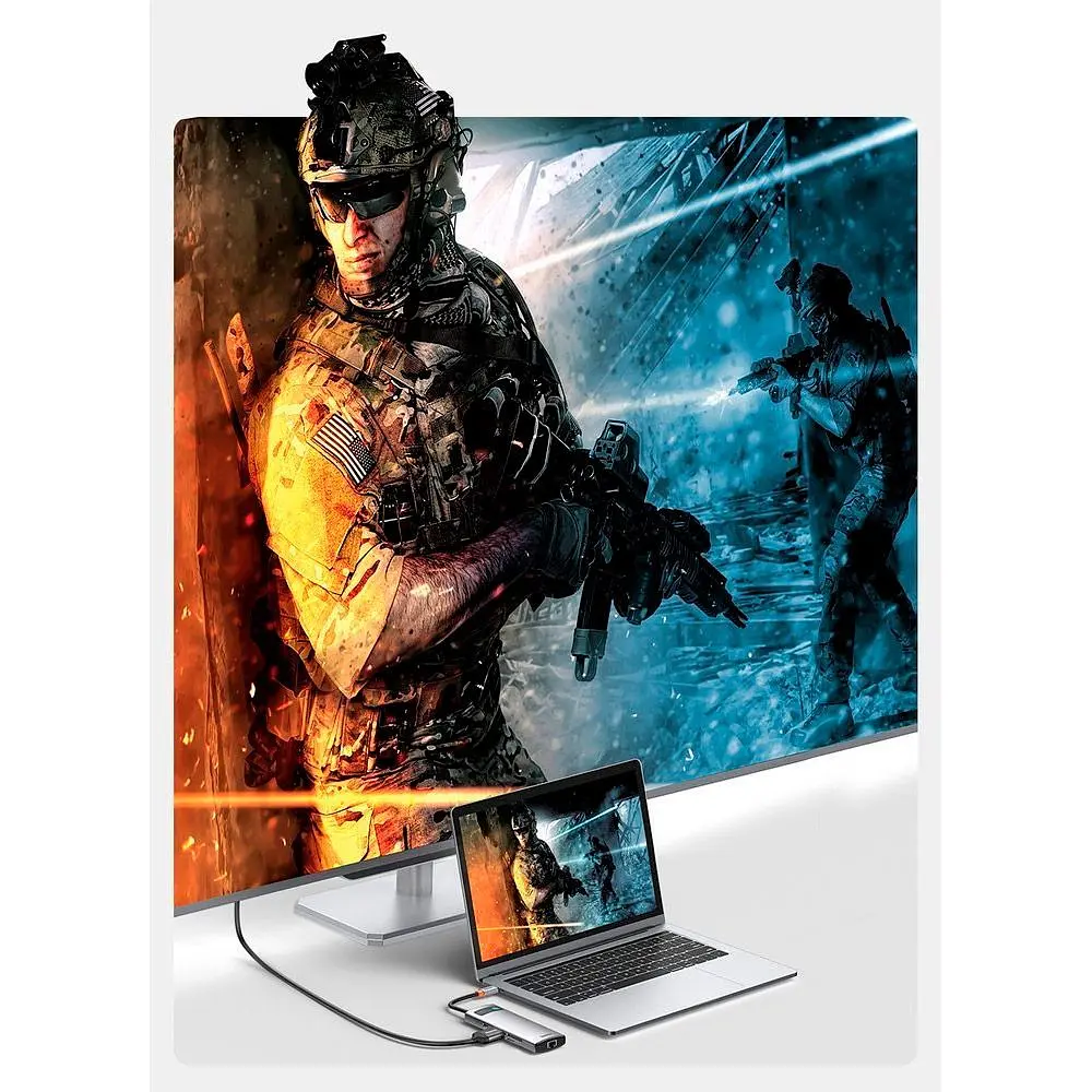 USB-хаб Baseus Metal Gleam Series 8-in-1 Multifunctional Type-C HUB Space Gray (CAHUB-CV0G) [77937] - фото 10