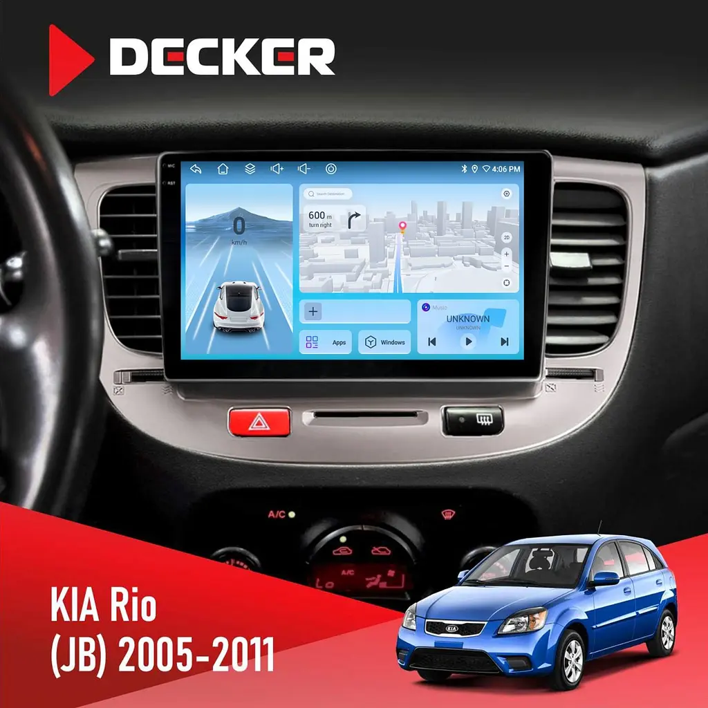Штатна магнітола KIA Rio (JB) 2005-2011 Decker D9-010 6x128, DSP, 4G, 2K Decker (НФ-00004703)