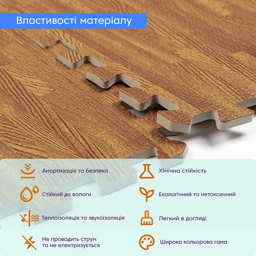 Підлога пазл - модульне покриття для підлоги 600x600x10мм золоте дерево (МР2) - фото 2