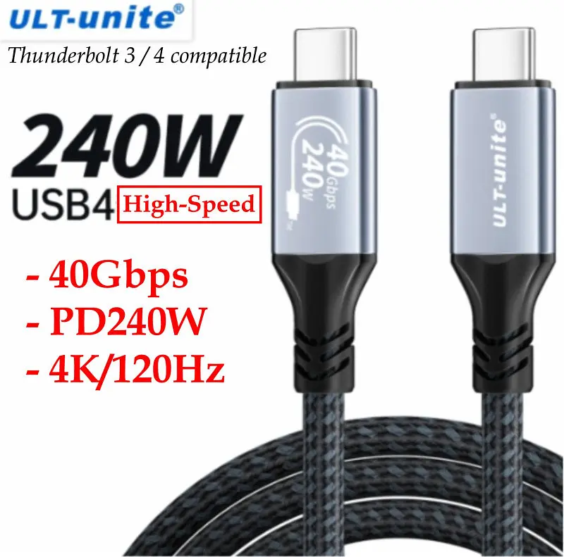 Кабель USB4 Thunderbolt 4 ULT Type-C 40Gbps 240W (S4041-91217) 1.2 м чорний - фото 2