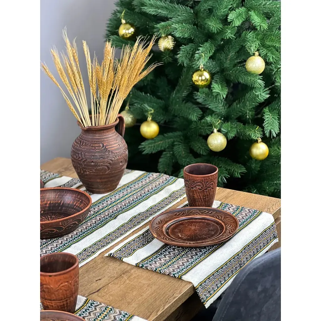 Комплект Рождественский льняной с украинским орнаментом Рандеву Ранер 140х30 см + салфетки 30х40 см 30 шт. - фото 2