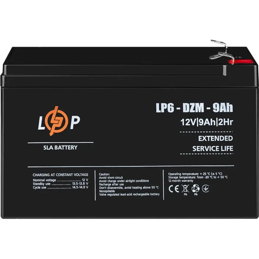 Аккумулятор LogicPower AGM 6-DZM 12V/9Ah/108Wh [12654] [109291] - фото 3