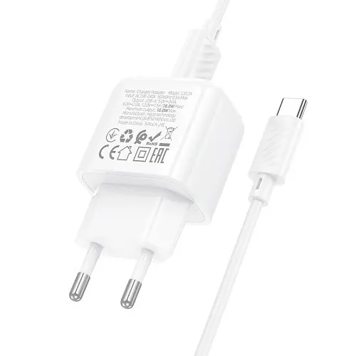Сітчастий зарядний пристрій HOCO CS52A Surplus single-port QC3.0 charger set(Type-C) білий - фото 4