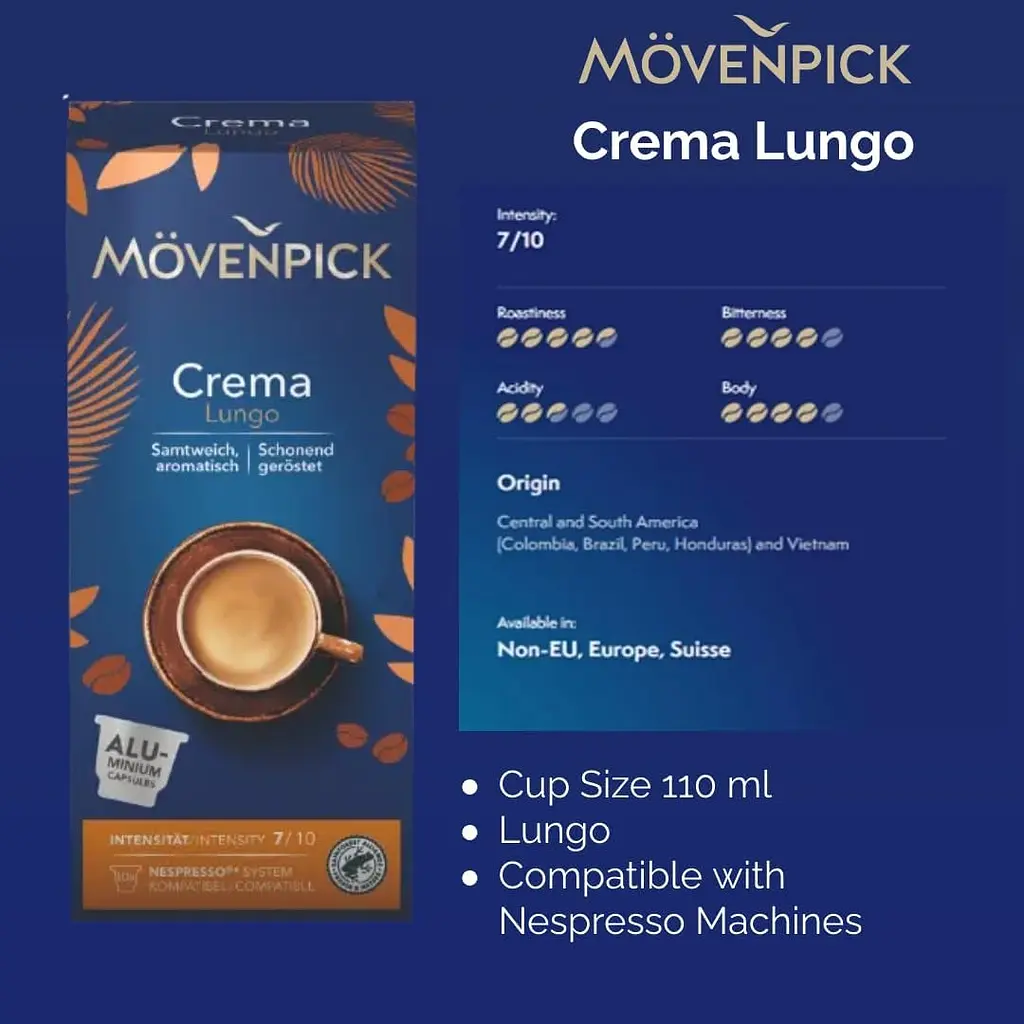 Кава натуральна Movenpick Crema Lungo Capsules в капсулах 10 шт. - фото 6