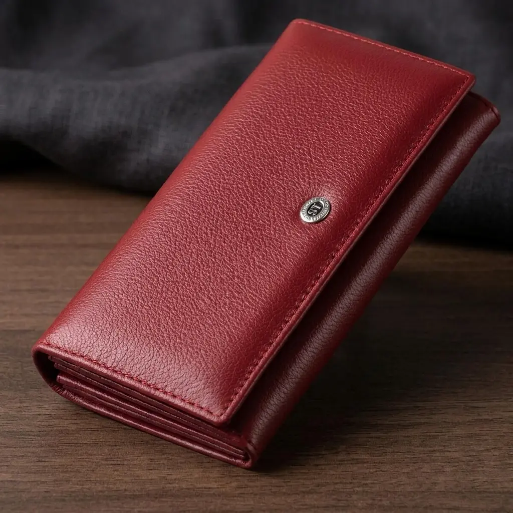 Гаманець на магнітах із клапаном жіночий ST Leather 19244 бордовий - фото 11